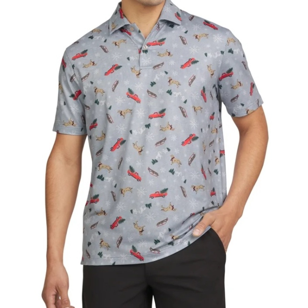 Chaps Men's & Big Men's Holiday and Christmas Printed Performance Polos,